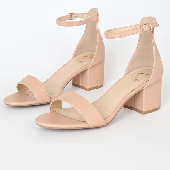 Lulu’s Harper Almond Ankle Strap Block Heel Sandals, Size 5.5 - Picture 1 of 7